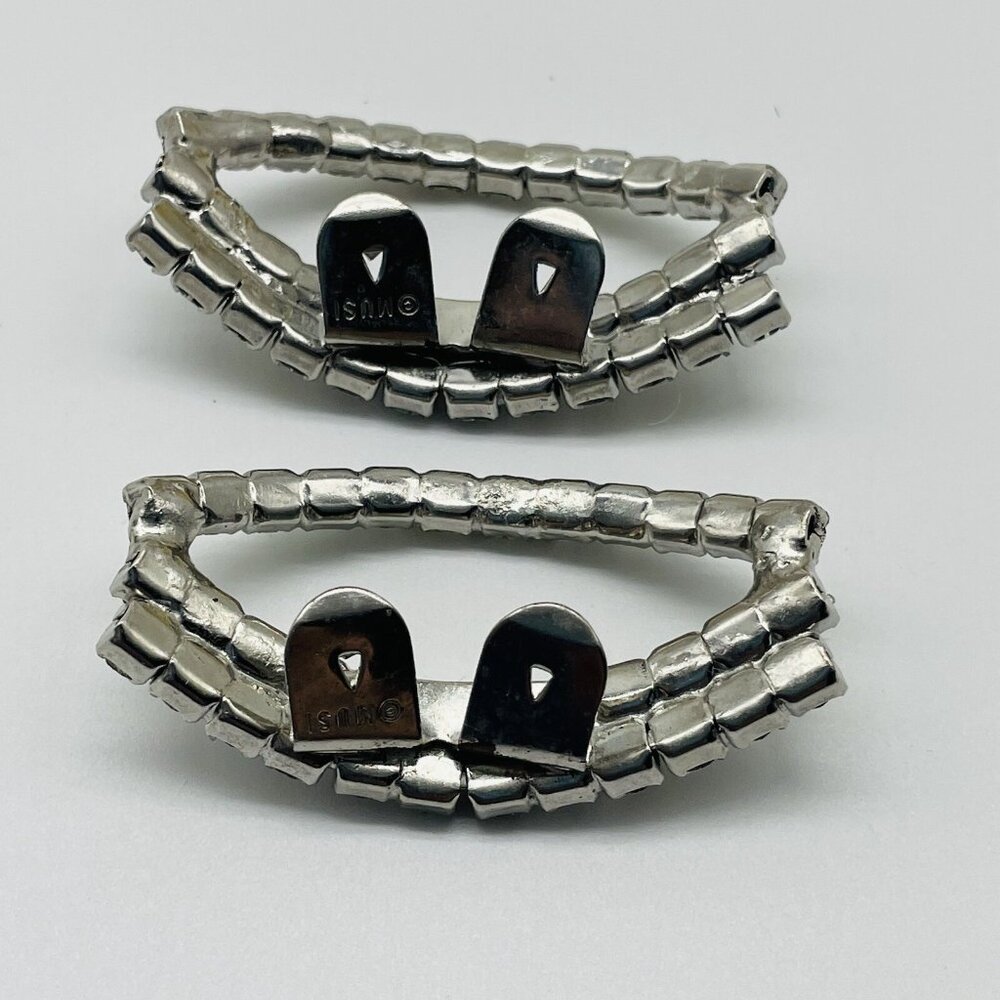 Vintage MUSI Rhinestone Shoe Clips Signed Statement - Picture 5 of 10